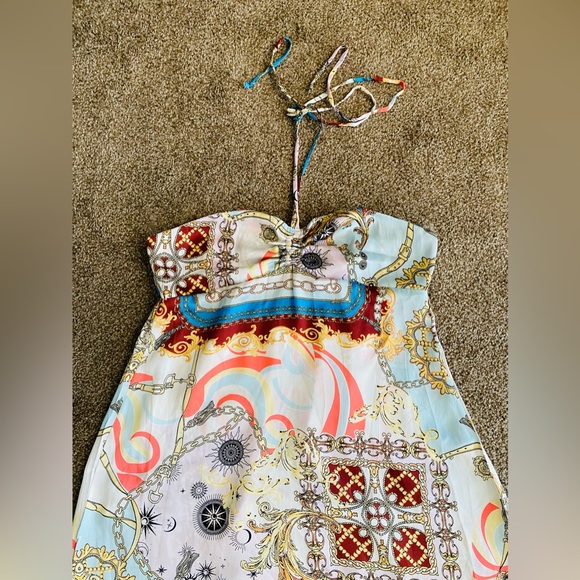 TIMING HALTER SATIN PRINT DRESS - L - Picture 3 of 8